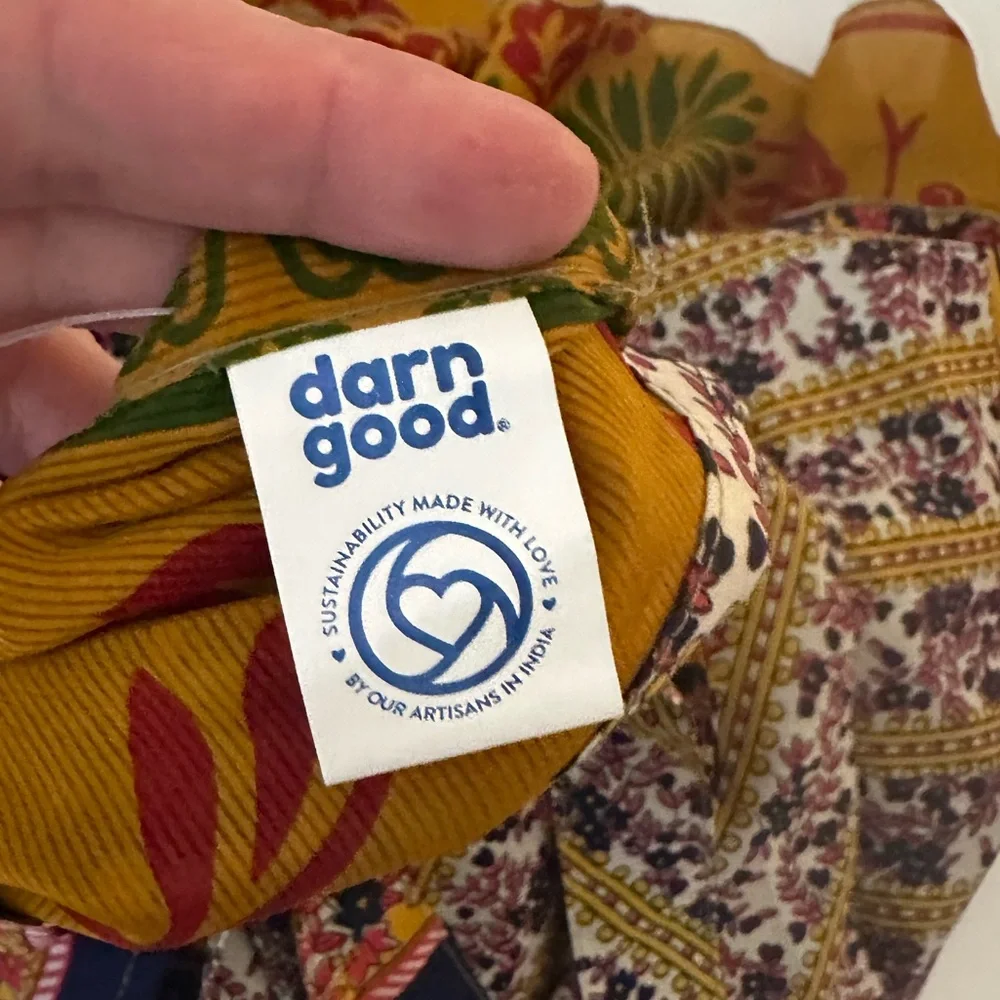 Darn Good Silk Blend Floral‎ Reversible Sari Wrap Skirt In Tea Length NWT 2-12